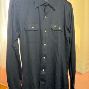 Vintage Christian Dior Navy Button-Up Shirt size M